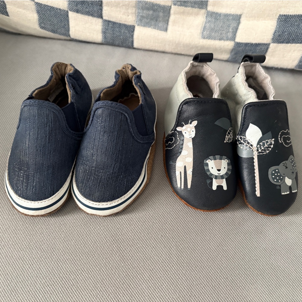 Robeez Navy and Black Animal Print Baby Shoes